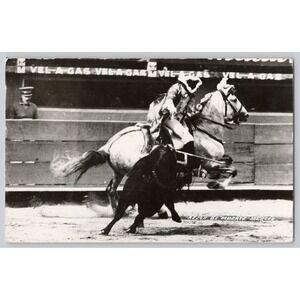 Mexico‎ Bullfighting Matador Horseback Mailed to Flushing New York c1950s RPPC